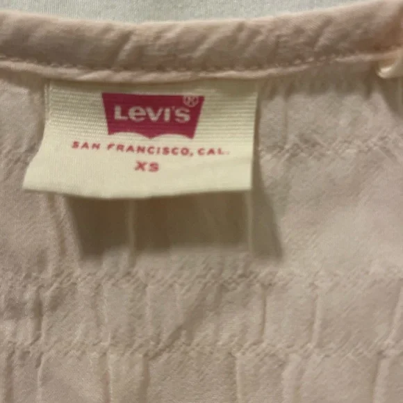 Levi's Cream Long Sleeve Tie Front Blouse - Picture 2 of 3